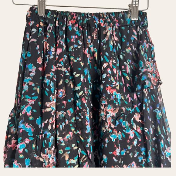 IRO Blink Black Petal Print Asymmetric Chiffon Skirt Size 6 - Picture 12 of 16